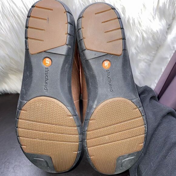 Clarks Unstructured Women's Metallic Brown Bronze Leather Mary Jane Shoe Sz 7.5M - Picture 7 of 10